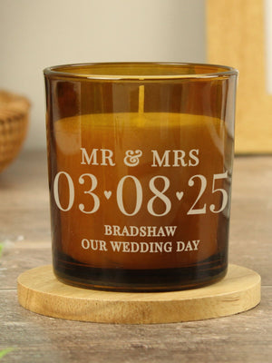 PMC Personalised Special Date Amber Glass Candle Jar