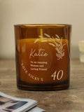 PMC Personalised Birthday Amber Glass Candle, imported from the UK