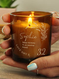 PMC Personalised Birthday Amber Glass Candle, imported from the UK
