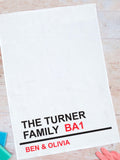 Jonny's Sister personalised family tea towel 48cm x 76cm (British brand)
