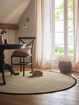 Next Origin Rugs Light Beige with Black Border Hand Woven Sisal Circle Rug- Buy online at McGrocer