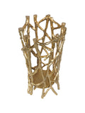 Libra Interiors gold twig round pillar candle holder, UK version
