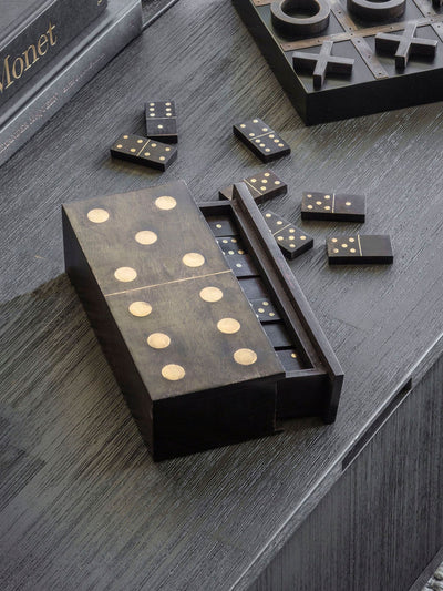 Next Libra Interiors Brown Columbia Small Wooden Domino Set in Storage Box- Buy online at McGrocer
