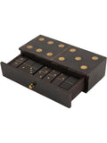 Libra Interiors Brown Columbia Small Wooden Domino Set in Storage Box