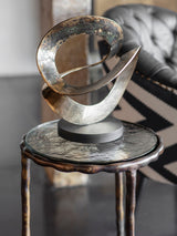 Next Libra Interiors Two Tone Rustic Gold Black Ribbon Knot Sculpture on Black Wooden Base- Buy online at McGrocer