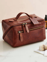 Next Posh Totty Designs Personalised Brown Leather Lay Flat Wash Bag- Buy online at McGrocer