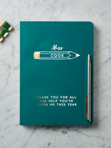 Next Posh Totty Designs Blue Personalised Gold Foil Teacher Notebook A5- Buy online at McGrocer