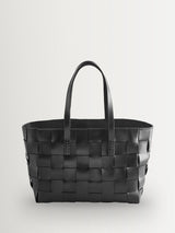 Next Dragon Diffusion Black Woven Leather Tote Bag- Buy online at McGrocer