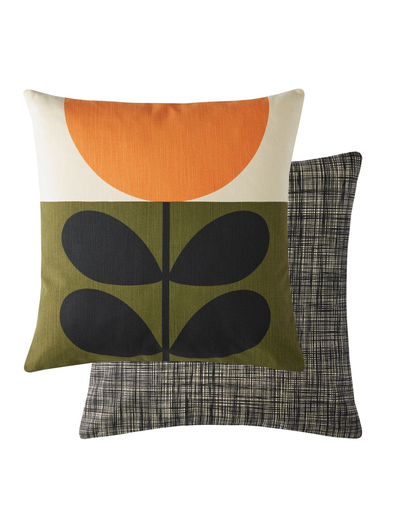 Orla Kiely Orange Sunflower cotton cushion 45cm, imported from the UK