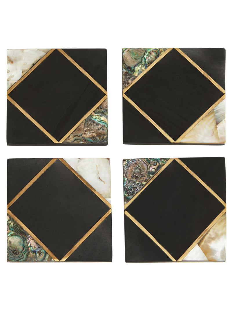 Fifty Five South Oriana black slate coasters with gold finish, set of 4 - British product