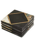 Fifty Five South Oriana black slate coasters with gold finish, set of 4 - British product