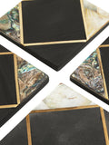 Fifty Five South Oriana black slate coasters with gold finish, set of 4 - British product