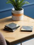 Fifty Five South Oriana black slate coasters with gold finish, set of 4 - British product
