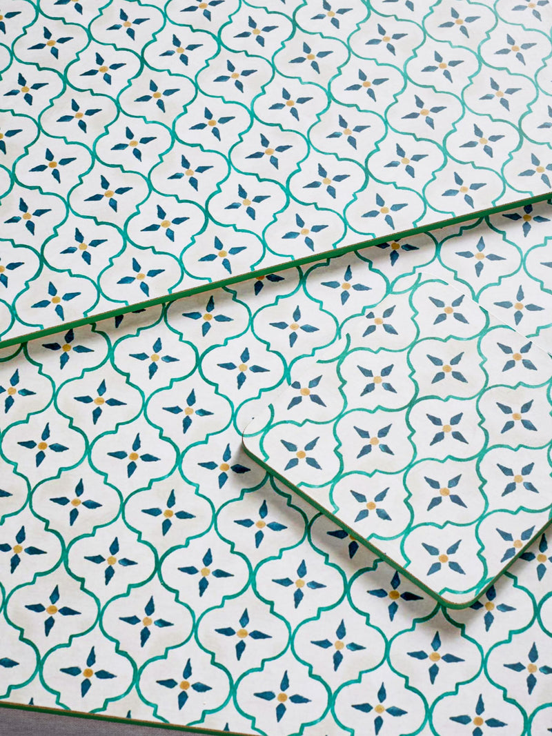 Teal tile placemats and coasters 25 by 33cm (British brand)