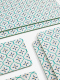 Teal tile placemats and coasters 25 by 33cm (British brand)