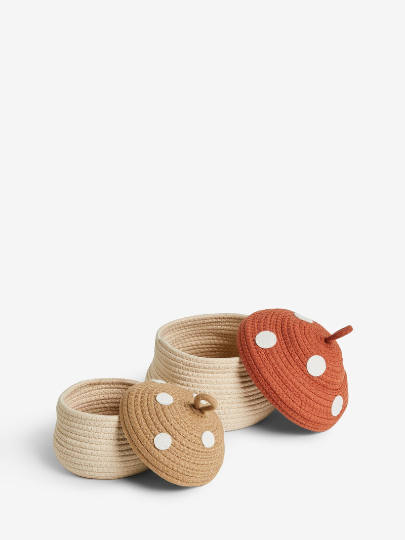 Jojo Maman Bébé natural toadstool woven rope storage baskets set of 2 (British brand)