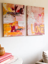 Next Rockett St George Set of 2 Pink/Orange Textured Canvas Wall Art Room Decor- Buy online at McGrocer
