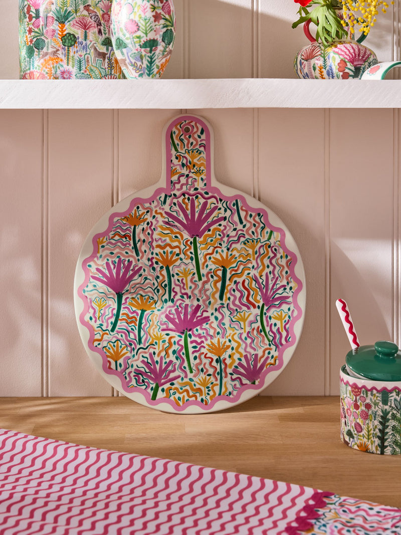 Lucy Tiffney pink yellow wiggle platter, UK version