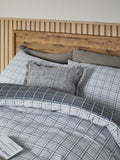 Grey reversible check duvet cover and pillowcase set, UK version