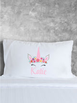Next Loveabode Personalised Unicorn White Cotton Blend Pillowcase- Buy online at McGrocer