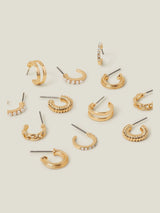 Next Accessorize Gold Tone Textured Hoops Earrings 6 Pack- Buy online at McGrocer