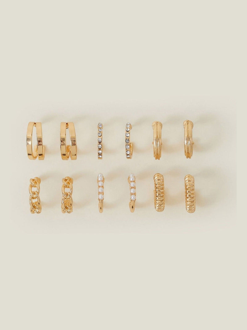 Accessorize gold tone textured hoops earrings 6 pack, UK version