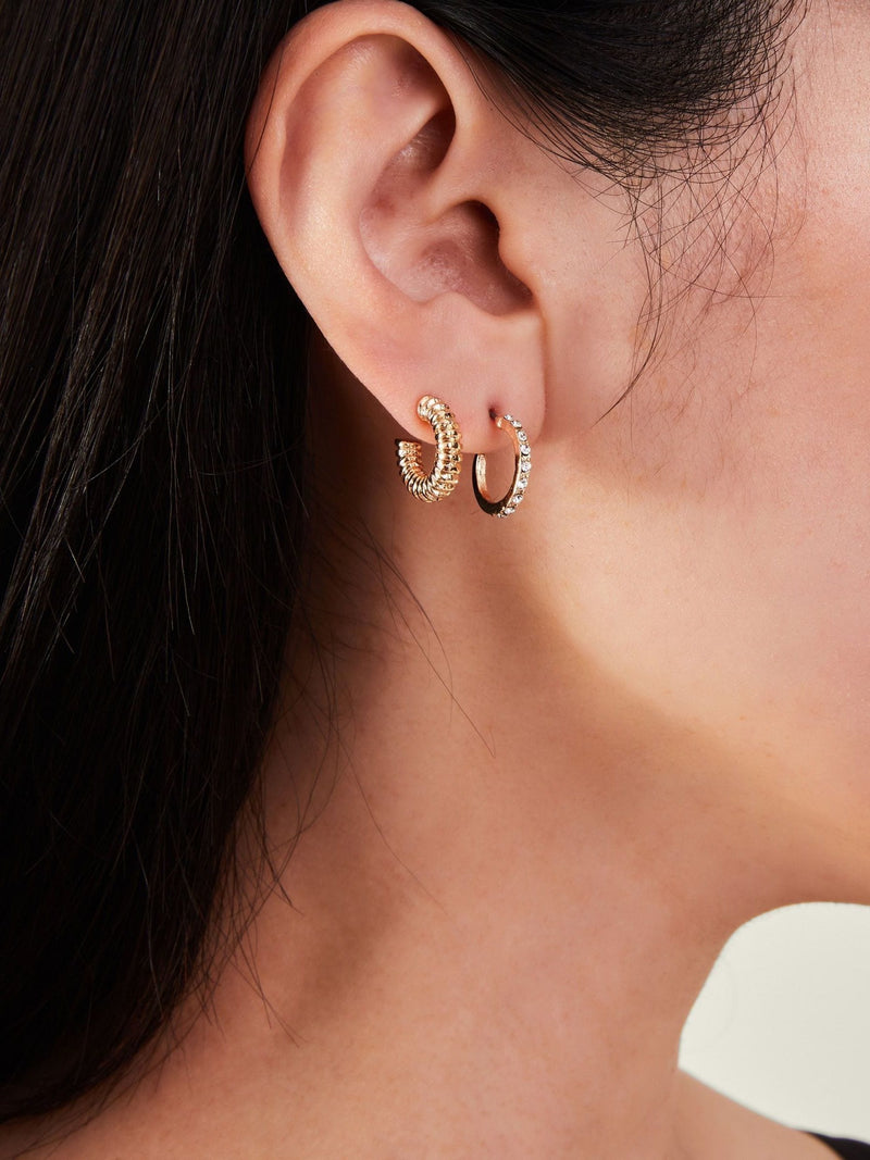 Accessorize gold tone textured hoops earrings 6 pack, UK version