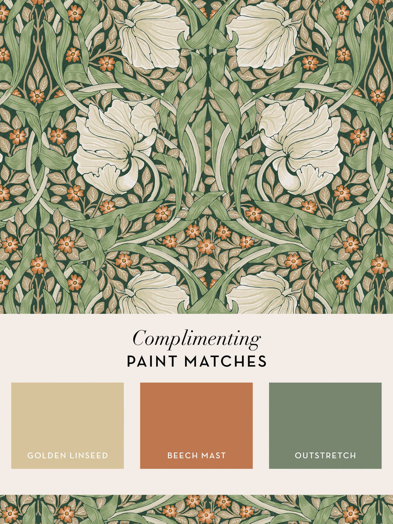 William Morris Pimpernel wallpaper sample green UK version