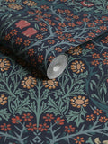 William Morris Navy Blackthorn wallpaper sample A4, imported from the UK