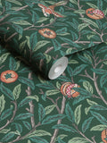William Morris Deep Green Bird and Pomegranate wallpaper sample A4 - British product