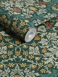 William Morris Blackthorn wallpaper sample Deep Green - British product