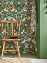 Next William Morris At Home Strawberry Thief Rich Green Wallpaper Sample A4- Buy online at McGrocer