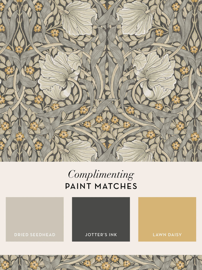 William Morris Grey Pimpernel A4 wallpaper sample, UK version