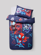 Blue Spidey and Friends Duvet Cover and Pillowcase Set Single Bedding Set
