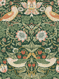 William Morris Strawberry Thief wallpaper in rich green 10m roll, UK version