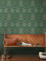 Next William Morris At Home Deep Green Blackthorn 10M Wallpaper- Buy online at McGrocer