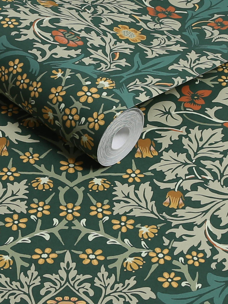 William Morris wallpaper deep green blackthorn 10m - British product