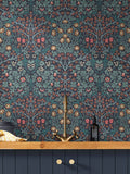 William Morris Navy Blackthorn wallpaper 10m (British brand)