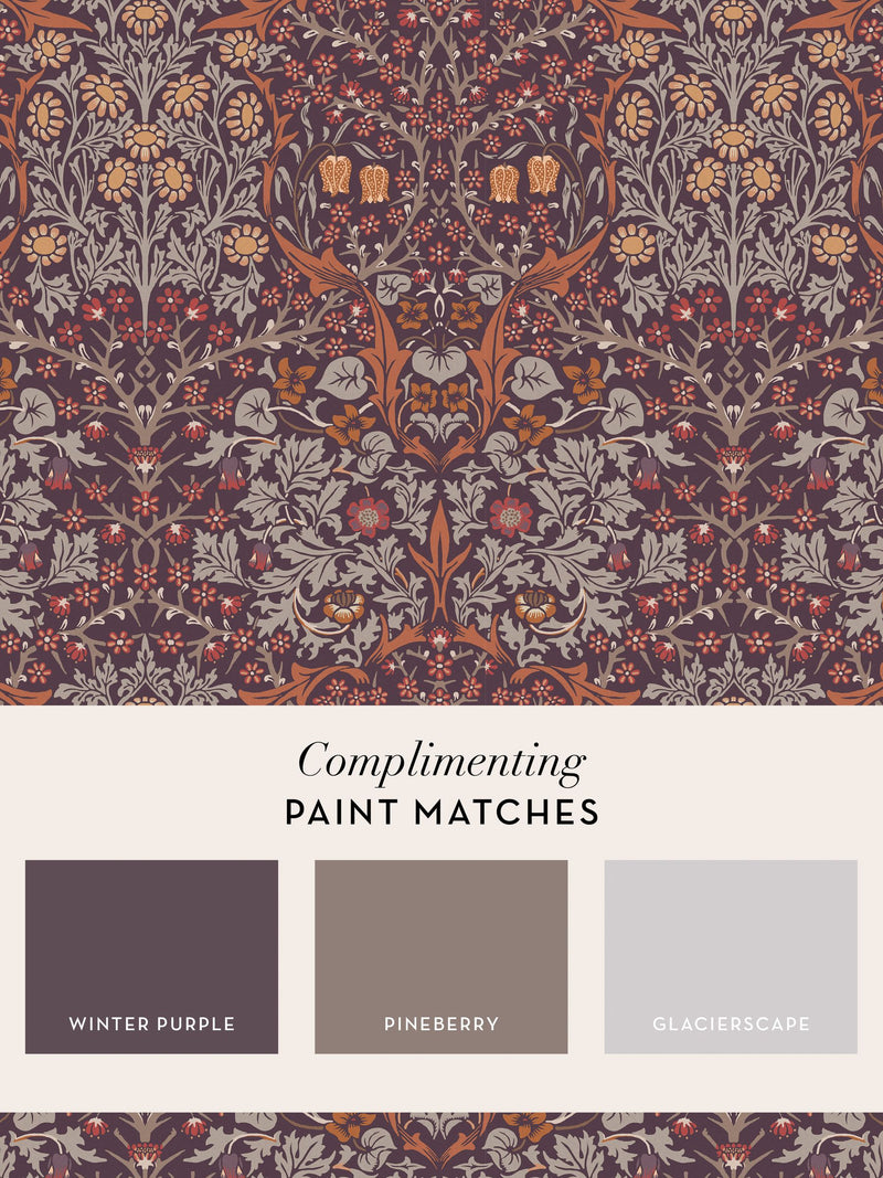 William Morris Blackthorn wallpaper 10m, imported from the UK