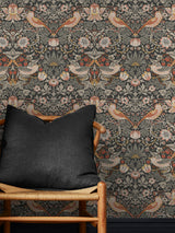 Next William Morris At Home Charcoal Strawberry Thief Wallpaper 10m- Buy online at McGrocer