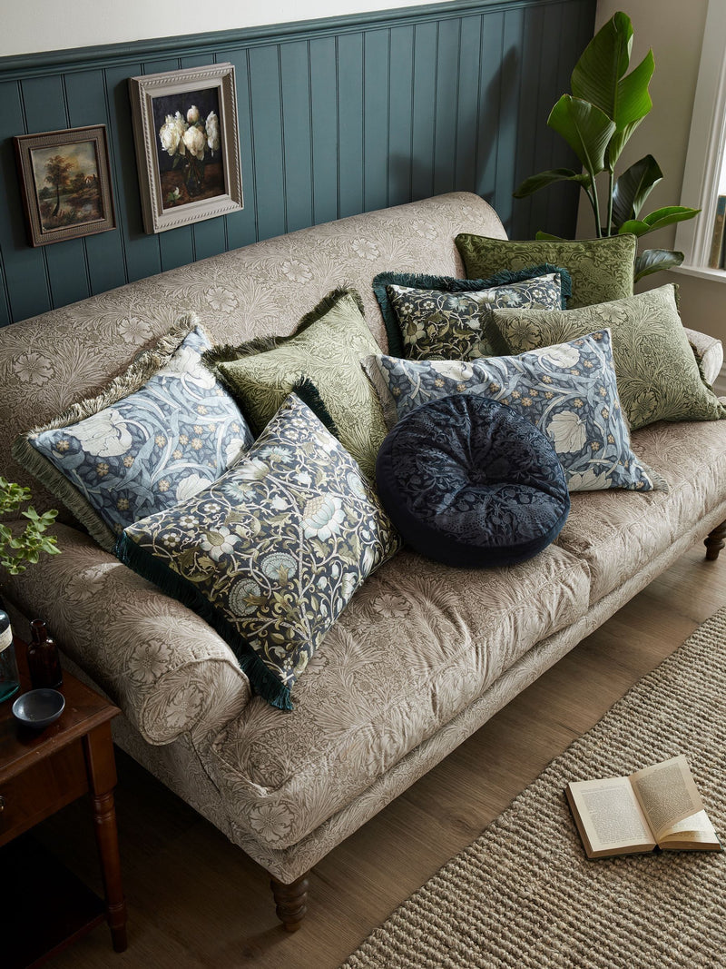 William Morris Pimpernel cushion, imported from the UK