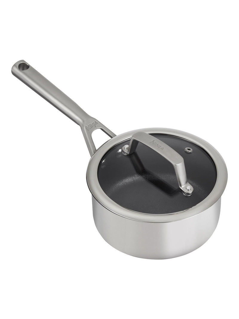 Ninja Silver ZEROSTICK Stainless Steel 16cm Saucepan, imported from the UK