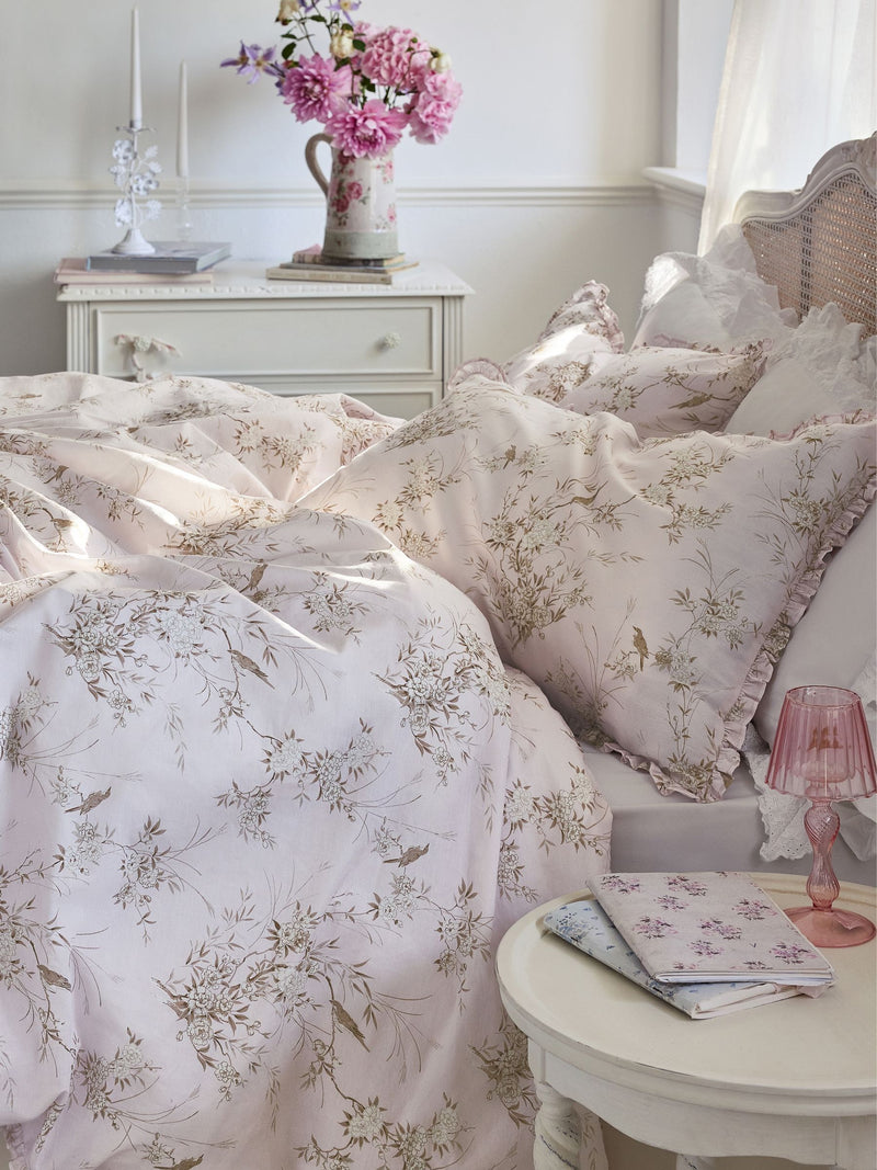 Shabby Chic Bird Chinoiserie floral print duvet cover set (British brand)