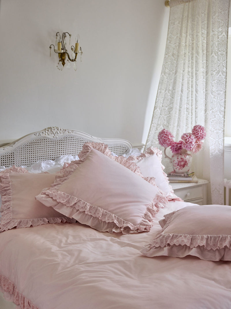 Shabby Chic by Rachel Ashwell Pink Broderie Anglaise Ruffle Pillowcases Set of 2