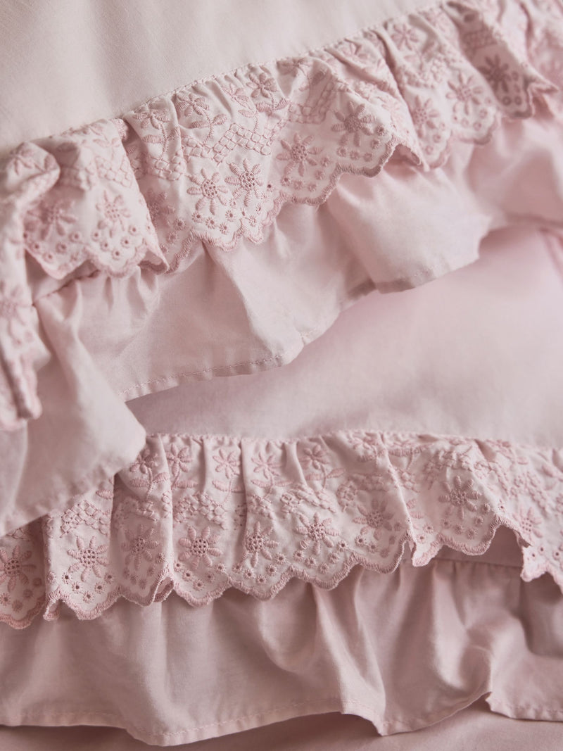 Shabby Chic by Rachel Ashwell pink broderie anglaise ruffle pillowcases set of 2 (British brand)