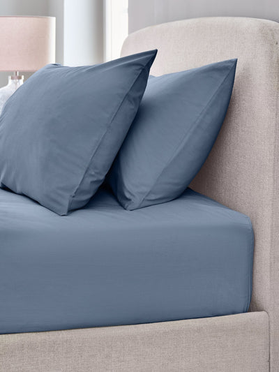 Next Blue Mid Cotton Rich Extra Deep Fitted Bed Sheet- Buy online at McGrocer