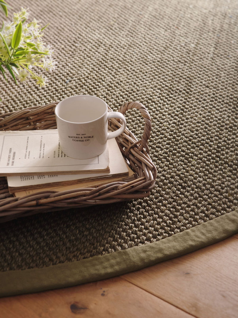 Origin Rugs sage green hand woven sisal circle rug, UK version