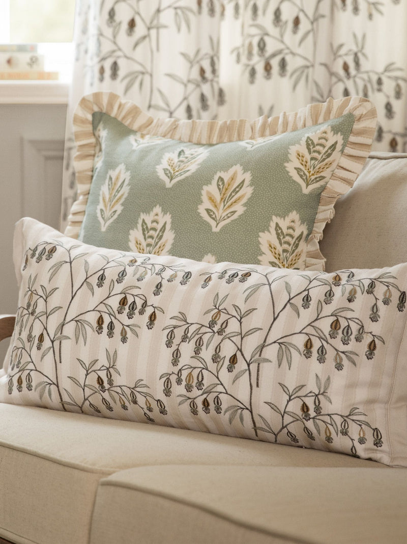 Sanderson floral embroidered cushion 30x65cm - British product