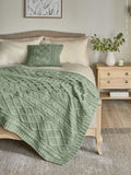 Sage green cable knit throw, 100% acrylic, British product