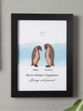 No Ordinary Gift personalised penguins couples print, imported from the UK